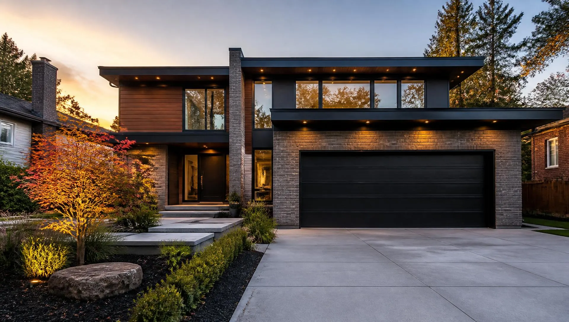 Modern Toronto home with sleek garage door